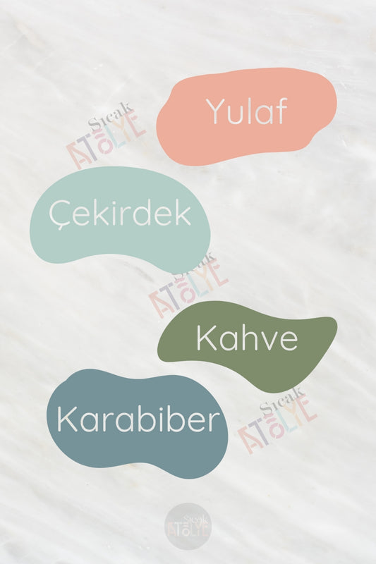 Baharat - Bakliyat - Kuruyemiş Kavanoz Etiketi | model. Nar