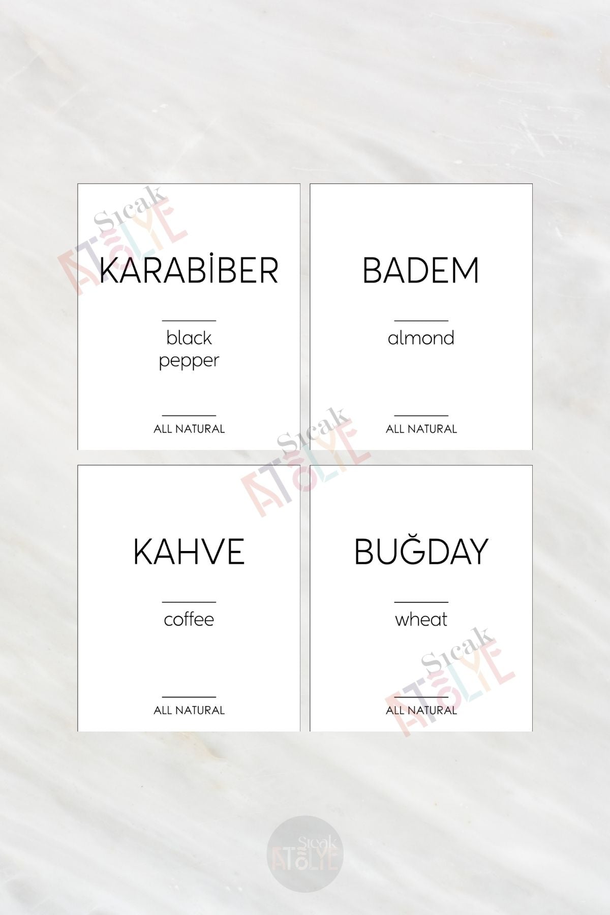 Baharat - Bakliyat - Kuruyemiş Kavanoz Etiketi | model.Ananas