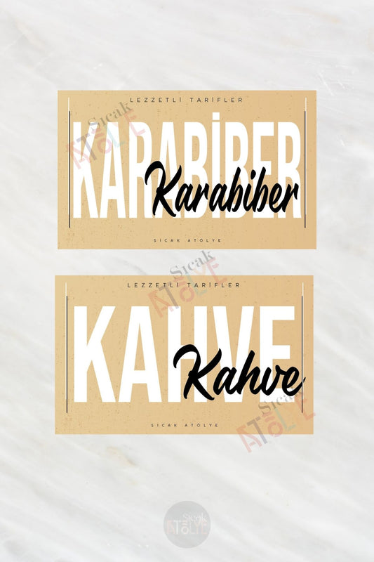 Baharat - Bakliyat - Kuruyemiş Kavanoz Etiketi | model. Cappucino