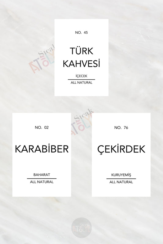 Baharat - Bakliyat - Kuruyemiş Kavanoz Etiketi | model. Şeker