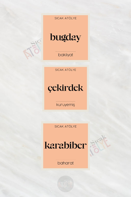 Baharat - Bakliyat - Kuruyemiş Kavanoz Etiketi | model. Şeftali