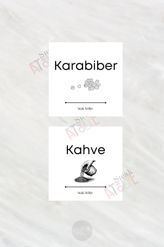 Baharat - Bakliyat - Kuruyemiş Kavanoz Etiketi | model. Biberiye