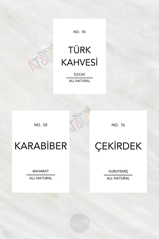 Baharat - Bakliyat - Kuruyemiş Kavanoz Etiketi | model. Şeker - Sıcak Atölye