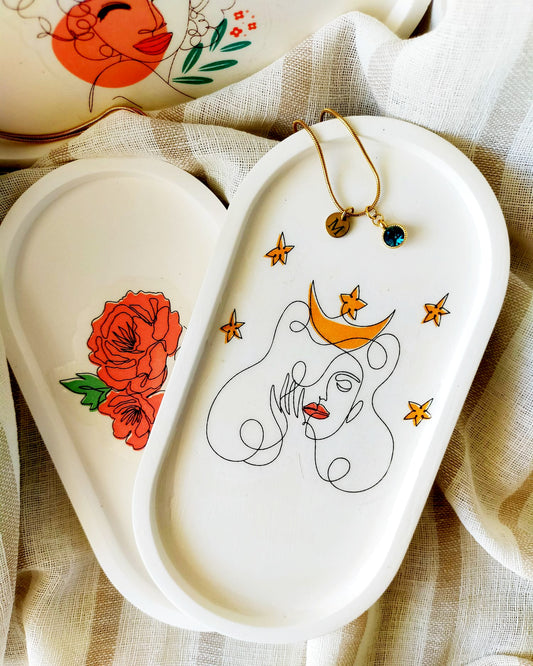 Süslü Kızlar - 3'lü Beton Tabak Seti | Hâl - Mood Koleksiyonu