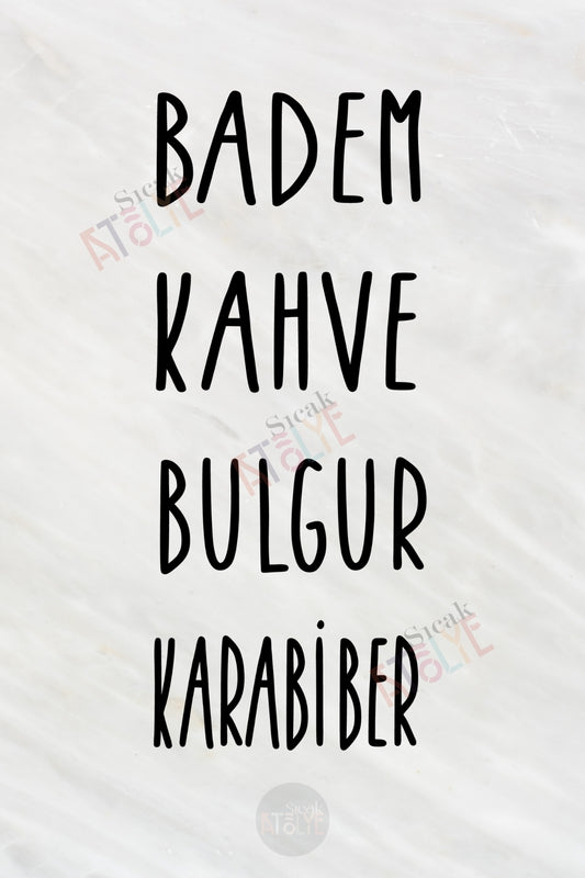 Baharat - Bakliyat - Kuruyemiş Kavanoz Etiketi | model. Avakado