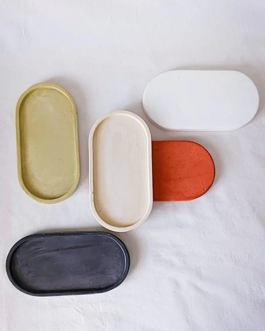 Beton Tabak - Altlık - Oval Küçük | Taş Ruh - Stone Soul Koleksiyonu - Sıcak Atölye