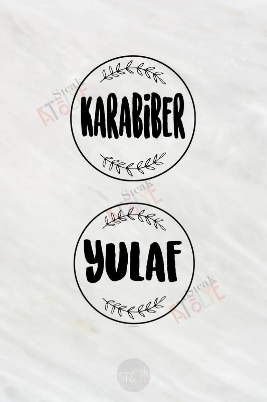 Baharat - Bakliyat - Kuruyemiş Kavanoz Etiketi | model. Beyaz Çiko - Sıcak Atölye