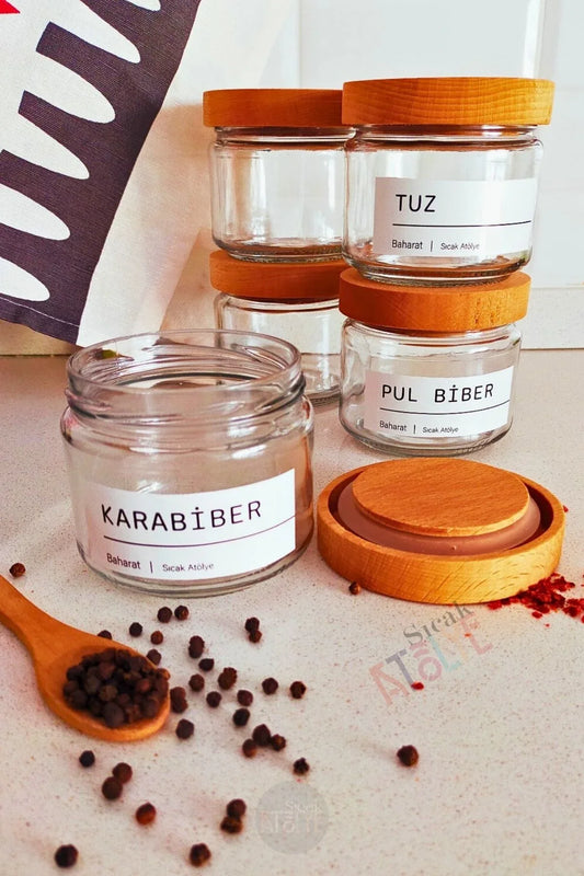 Baharat - Bakliyat - Kuruyemiş Kavanoz Etiketi | model. Badem - Sıcak Atölye