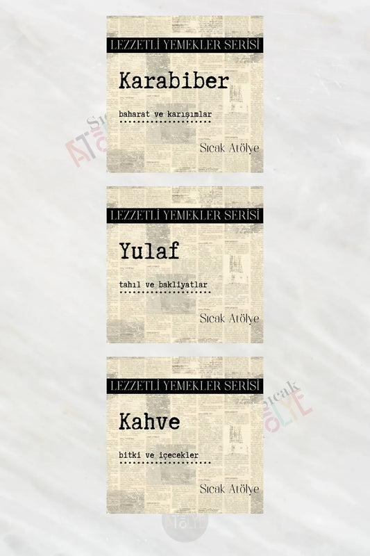 Baharat - Bakliyat - Kuruyemiş Kavanoz Etiketi | model. Mahlep - Sıcak Atölye