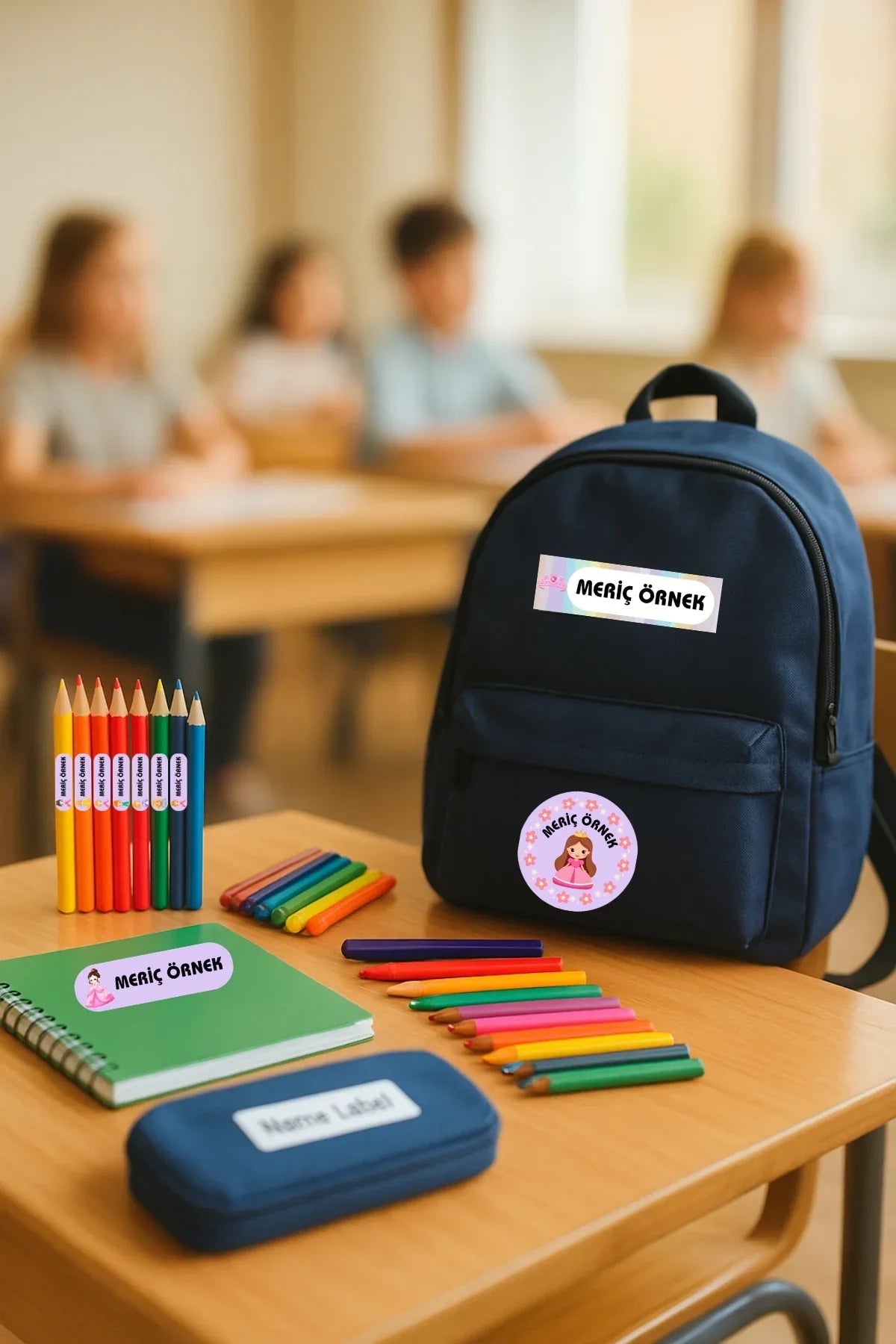 Kişiye Özel Okul Etiketleri – Dayanıklı & Sevimli Tasarım - model. Prenses - Sıcak Atölye
