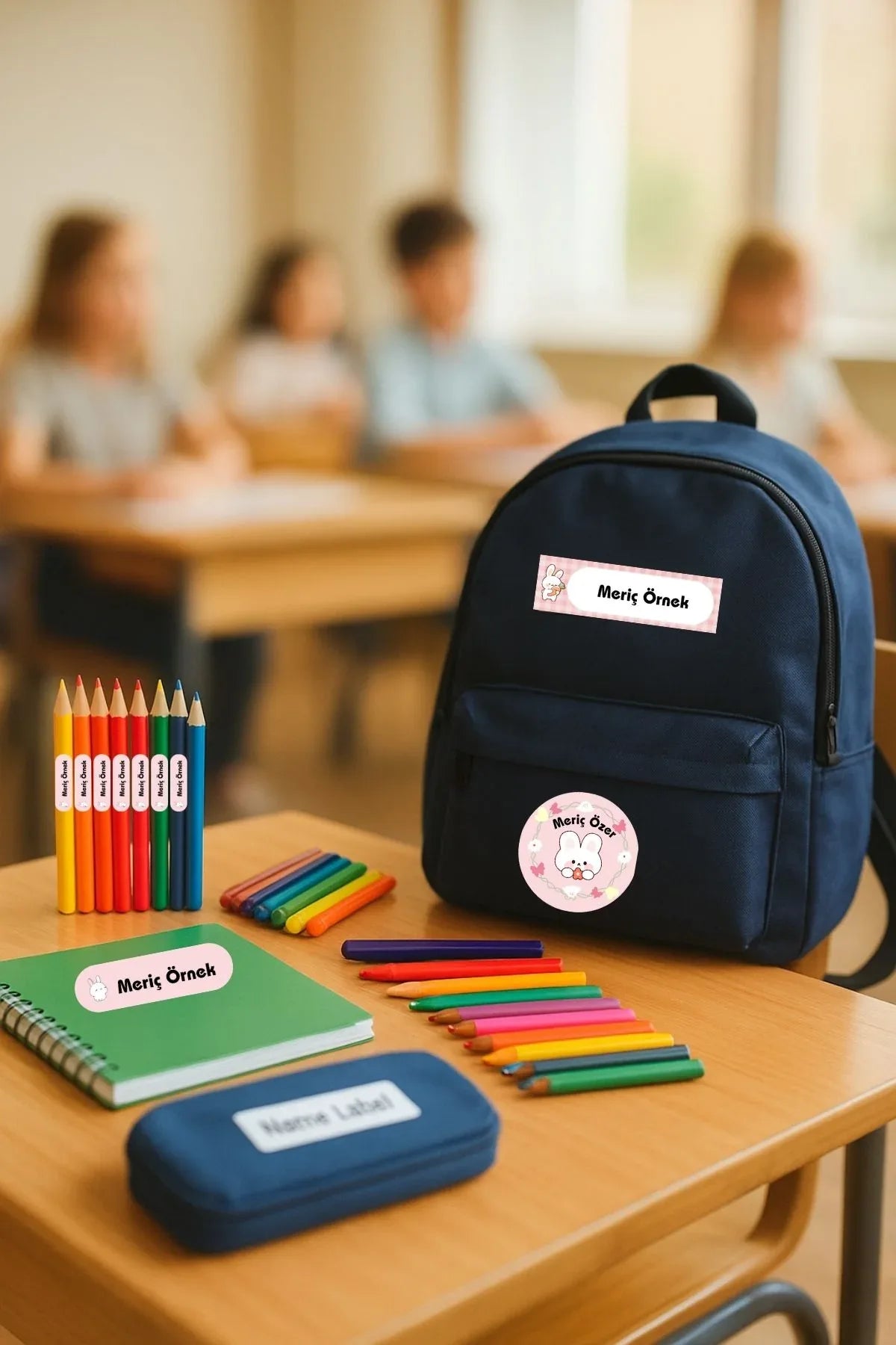 Kişiye Özel Okul Etiketleri – Dayanıklı & Sevimli Tasarım - model. Tavşan - Sıcak Atölye