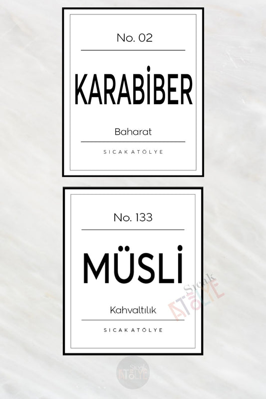 Baharat - Bakliyat - Kuruyemiş Kavanoz Etiketi | model. Vanilya