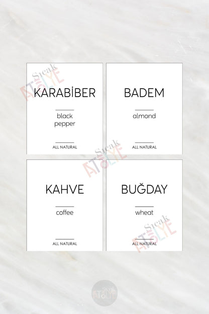 Baharat - Bakliyat - Kuruyemiş Kavanoz Etiketi | model.Ananas