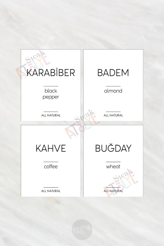 Baharat - Bakliyat - Kuruyemiş Kavanoz Etiketi | model.Ananas