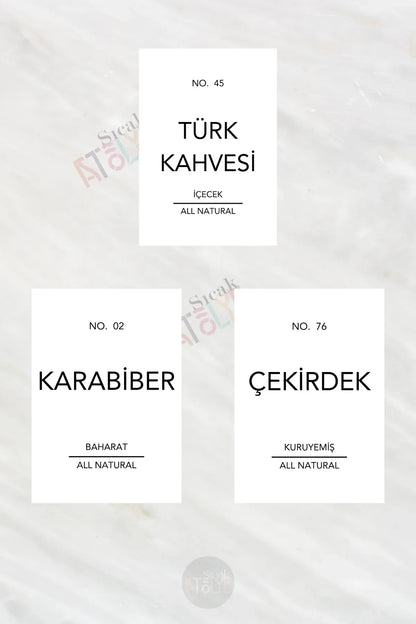 Baharat - Bakliyat - Kuruyemiş Kavanoz Etiketi | model. Şeker - Sıcak Atölye 