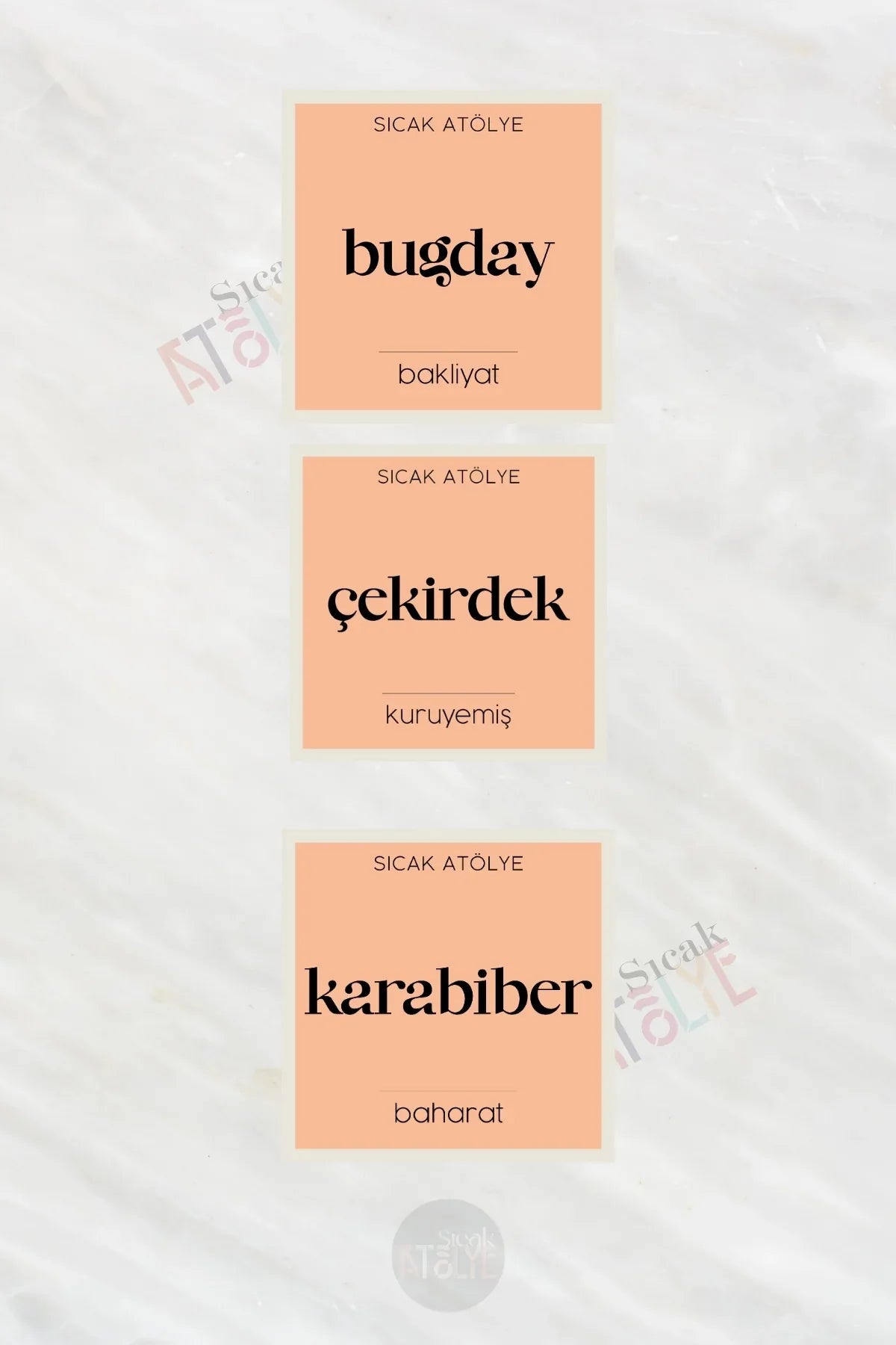 Baharat - Bakliyat - Kuruyemiş Kavanoz Etiketi | model. Şeftali - Sıcak Atölye 