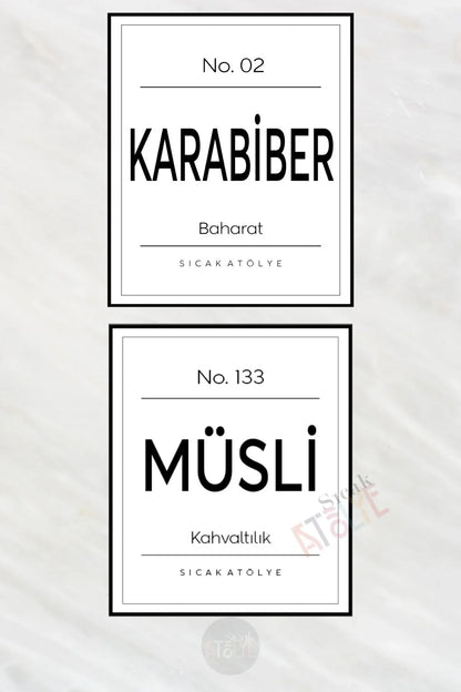 Baharat - Bakliyat - Kuruyemiş Kavanoz Etiketi | model. Vanilya - Sıcak Atölye 