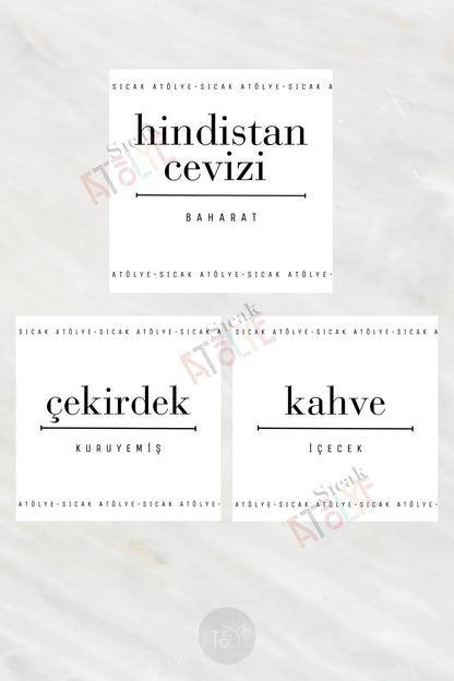 Baharat - Bakliyat - Kuruyemiş Kavanoz Etiketi | model. Tarçın - Sıcak Atölye 