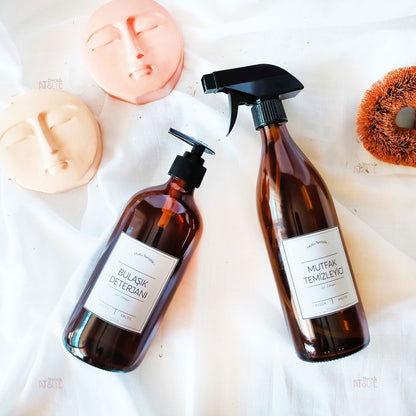 Deterjan, Temizlik ve Şişe Düzen Etiketi | model. Mutlu Temizlik