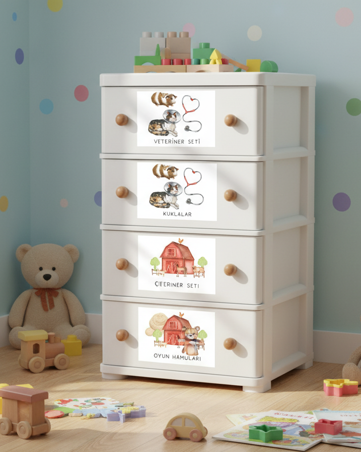 Bebeklik Dönemi Temalı - Çocuk Odası Oyuncak Düzenleyici Etiketler - 30'lu Set