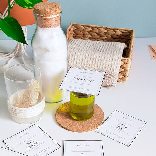 Deterjan, Temizlik ve Şişe Düzen Etiketi | model. Mutlu Temizlik