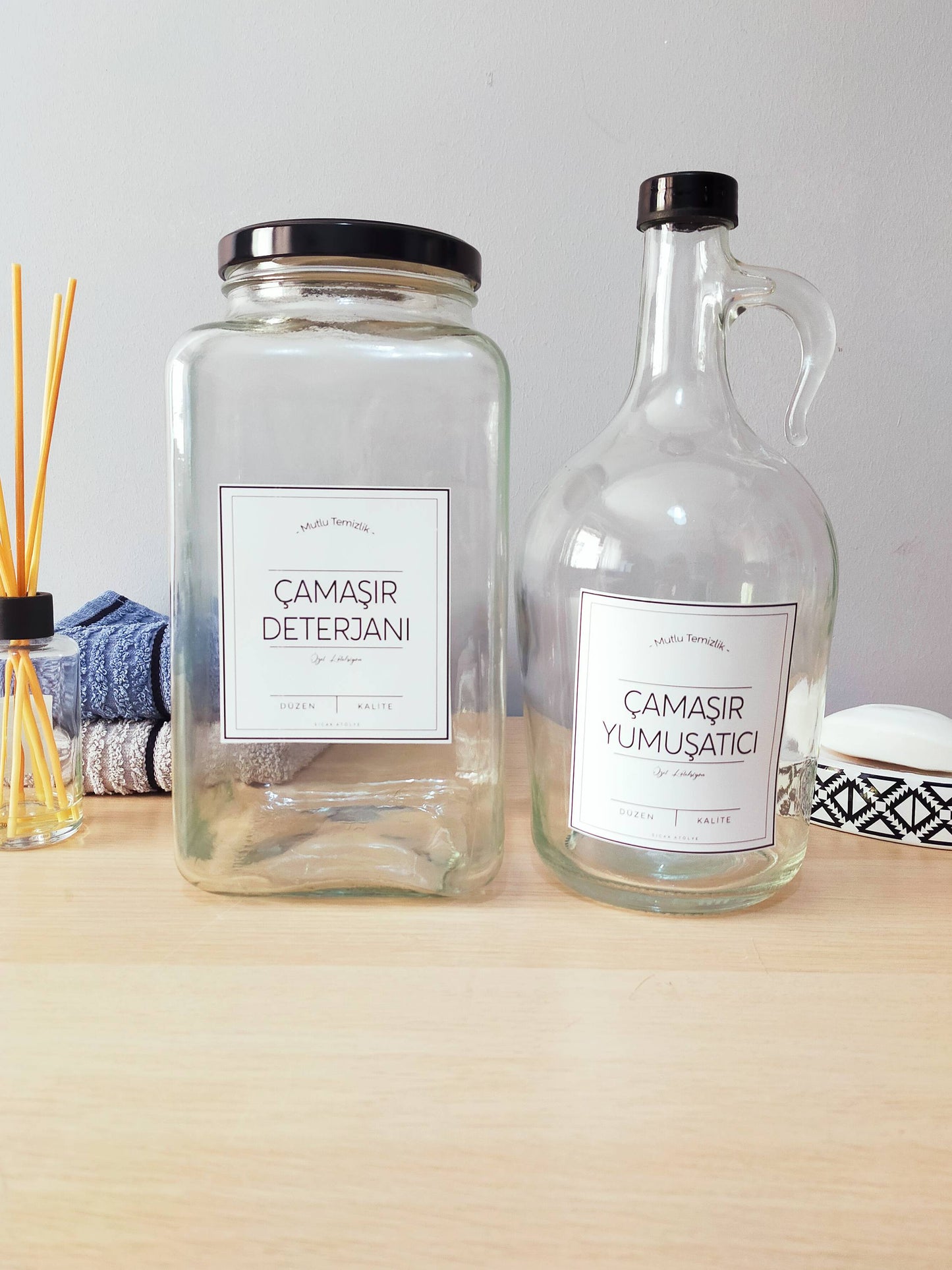 Deterjan, Temizlik ve Şişe Düzen Etiketi | model. Mutlu Temizlik