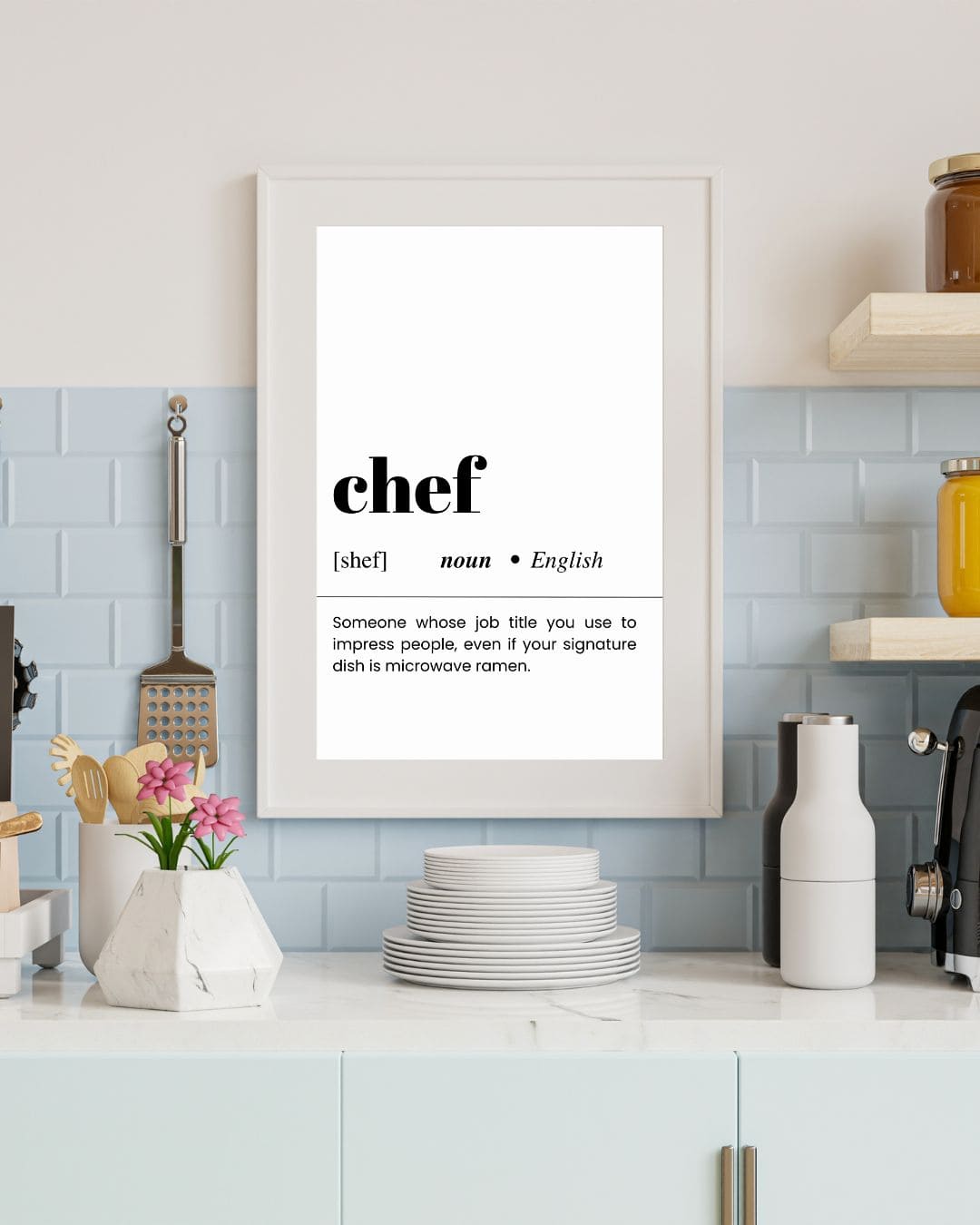 Mutfak-İsim-Posterleri-Dekorasyon-Minimal Chef Yazılı