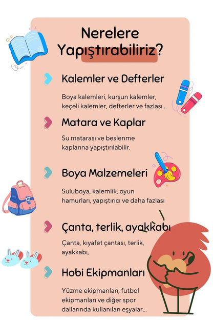 Kişiye Özel Okul Etiketleri – Dayanıklı & Sevimli Tasarım - model. Astronot - Sıcak Atölye 