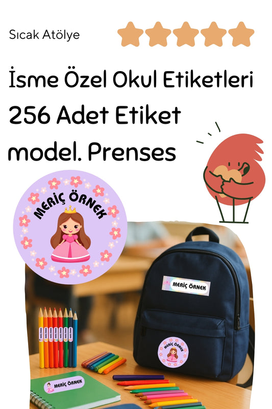 Kişiye Özel Okul Etiketleri – Dayanıklı & Sevimli Tasarım - model. Prenses