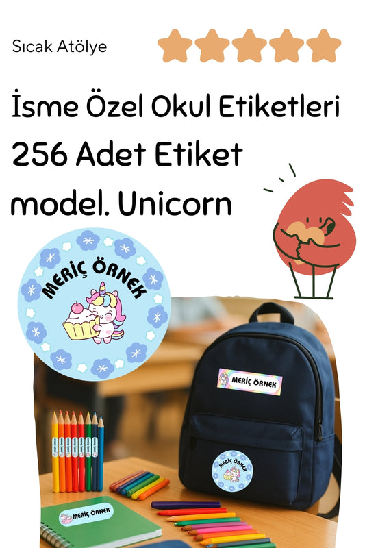 Kişiye Özel Okul Etiketleri – Dayanıklı & Sevimli Tasarım - model. Unicorn