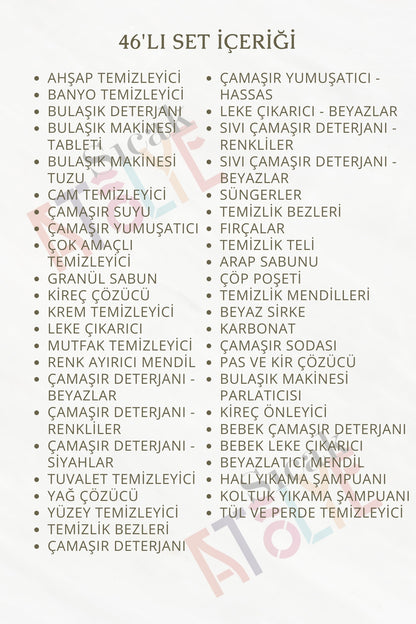 Deterjan ve Temizlik Düzen Etiketi - 46'lı Set