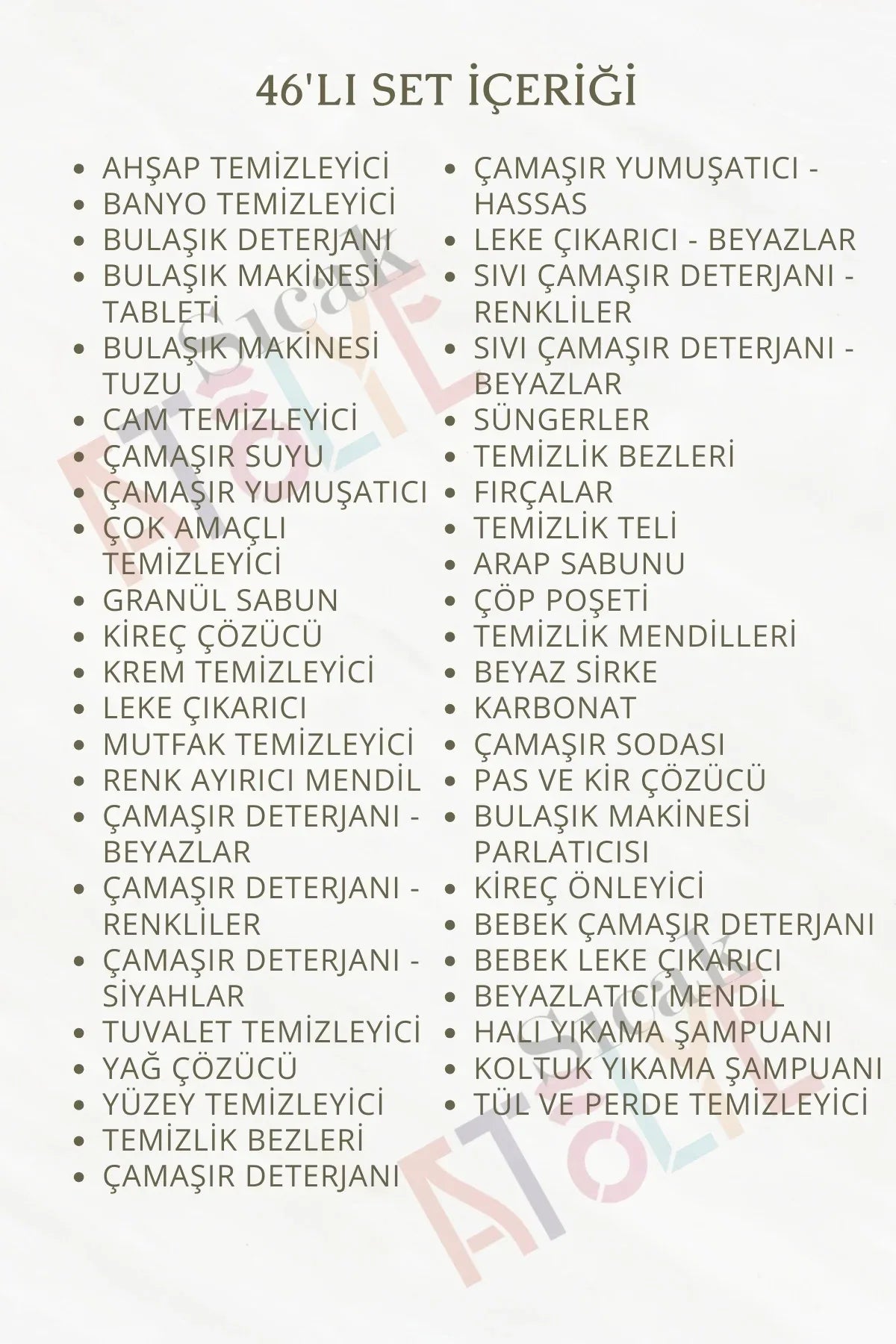 Deterjan ve Temizlik Düzen Etiketi - 46'lı Set - Sıcak Atölye 