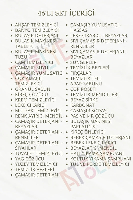 Deterjan ve Temizlik Düzen Etiketi - 46'lı Set - Sıcak Atölye 