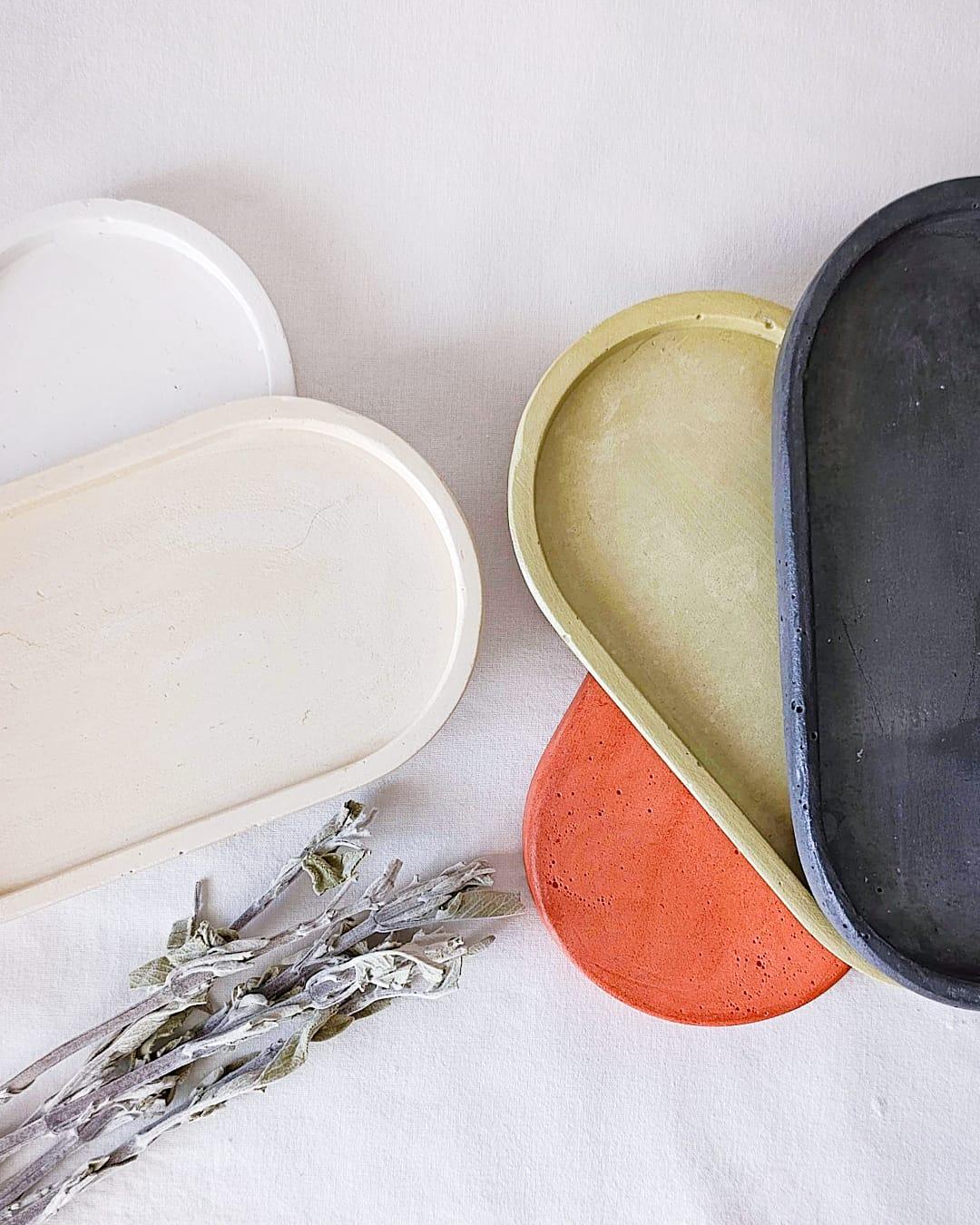 Beton Tabak - Altlık - Oval Küçük | Taş Ruh - Stone Soul Koleksiyonu - Sıcak Atölye 