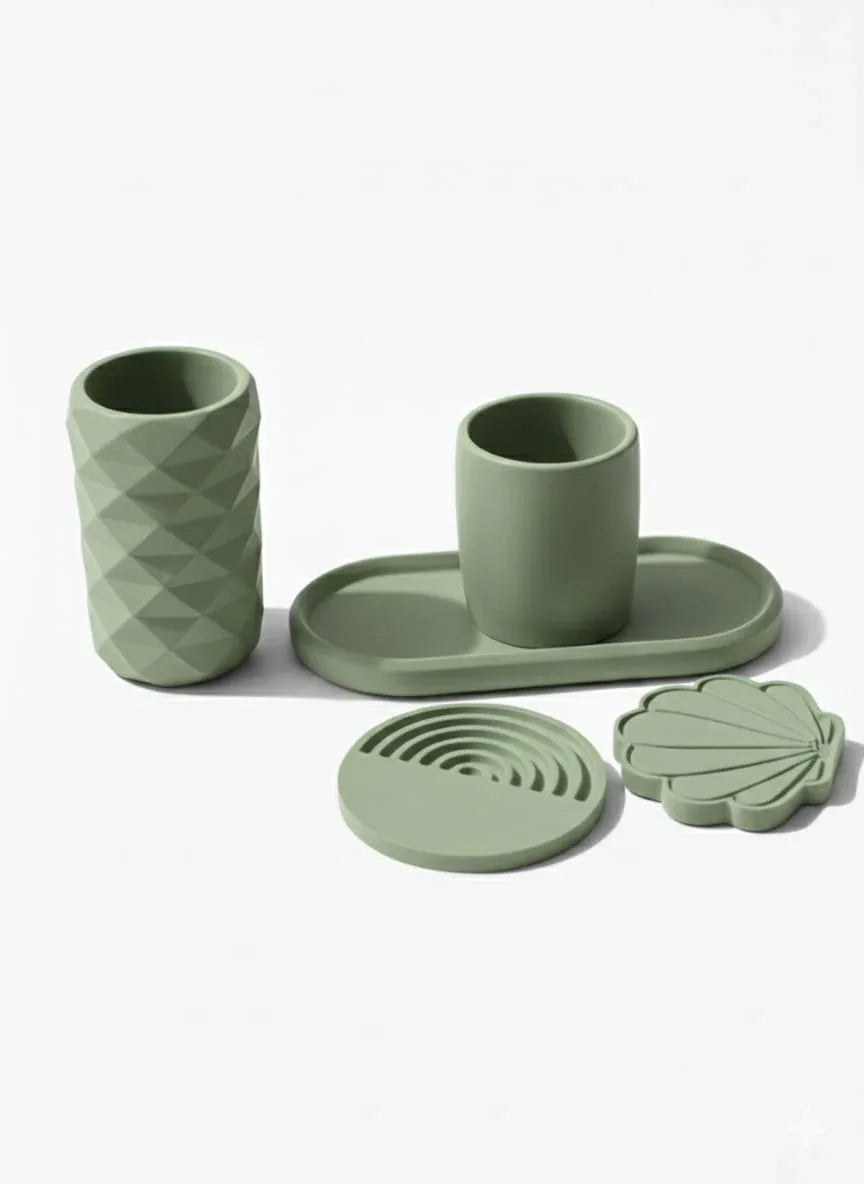 Beton Düzen Seti - 5 Parça - İstiridye | Doğal Seçim - Natural Pick Collection - Sıcak Atölye 