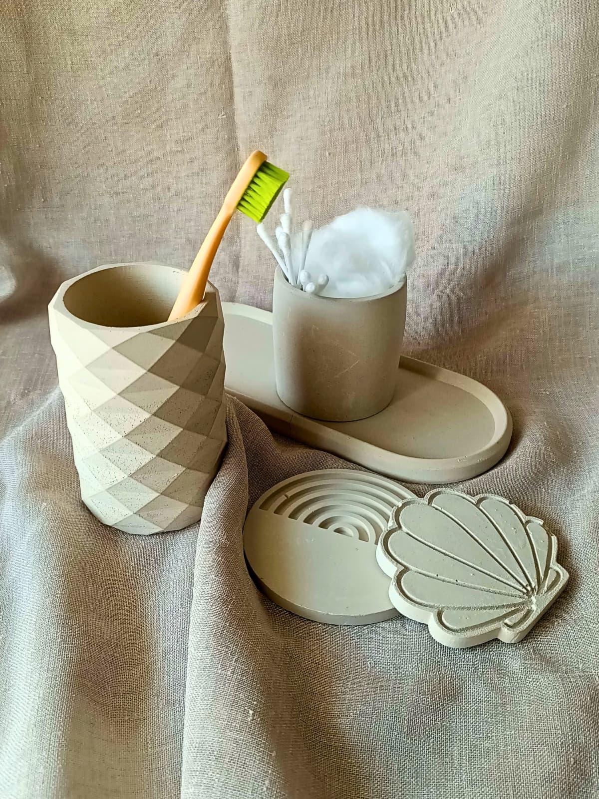 Beton Düzen Seti - 5 Parça - İstiridye | Doğal Seçim - Natural Pick Collection - Sıcak Atölye 