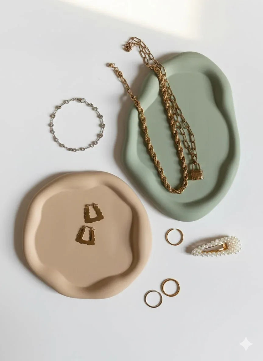 Beton Düzen Seti - 5 Parça - Dalgalı | Doğal Seçim - Natural Pick Collection - Sıcak Atölye 