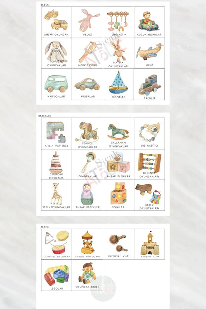 Bebeklik Dönemi Temalı - Çocuk Odası Oyuncak Düzenleyici Etiketler - 30'lu Set - Sıcak Atölye 