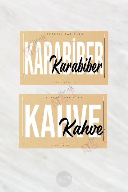 Baharat - Bakliyat - Kuruyemiş Kavanoz Etiketi | model. Cappucino - Sıcak Atölye 