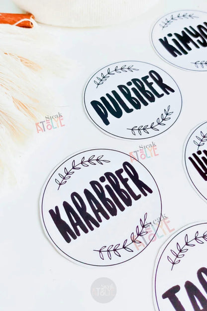 Baharat - Bakliyat - Kuruyemiş Kavanoz Etiketi | model. Beyaz Çiko - Sıcak Atölye 