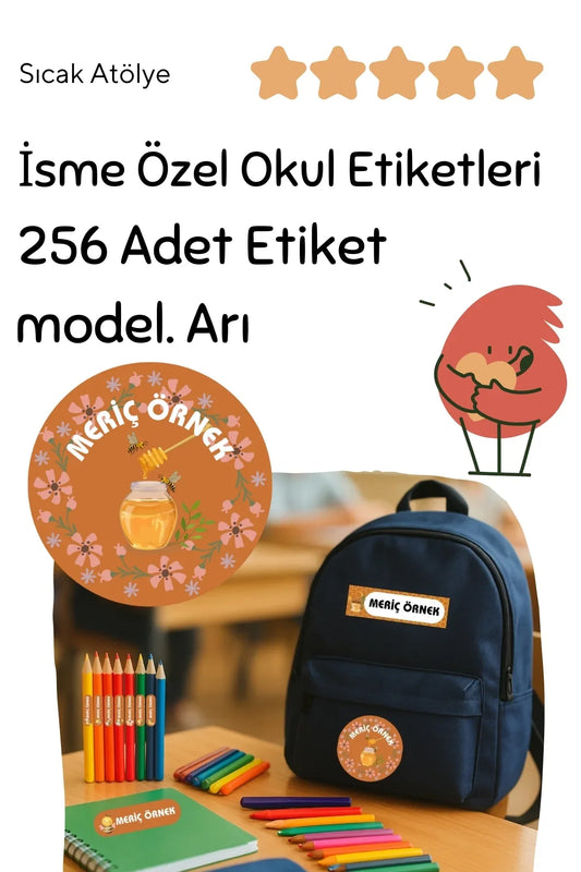 Kişiye Özel Okul Etiketleri – Dayanıklı & Sevimli Tasarım - model. Arı - Sıcak Atölye 