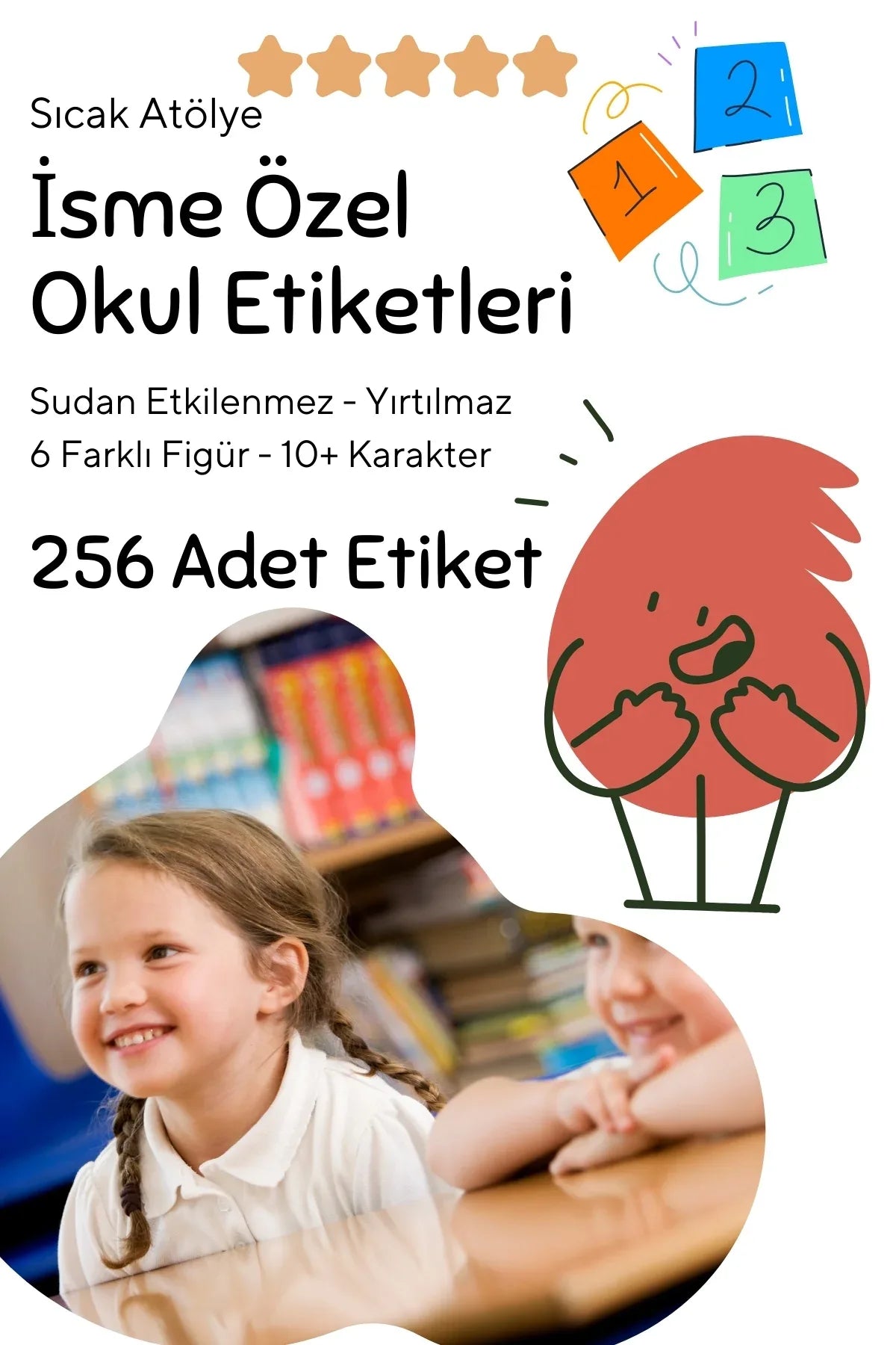 Kişiye Özel Okul Etiketleri – Dayanıklı & Sevimli Tasarım - model. Tavşan - Sıcak Atölye 