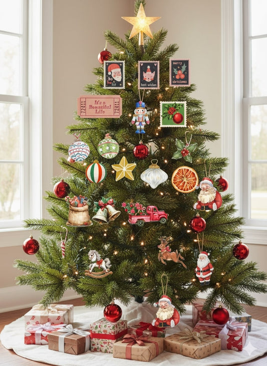 Yılbaşı Süsü Seti - Vintage Christmas - 20 Parça Kalın Karton